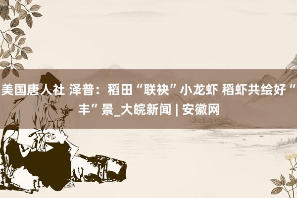 美国唐人社 泽普：稻田“联袂”小龙虾 稻虾共绘好“丰”景_大皖新闻 | 安徽网