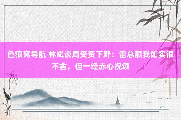 色狼窝导航 林斌谈周受资下野：雷总额我如实很不舍，但一经赤心祝颂