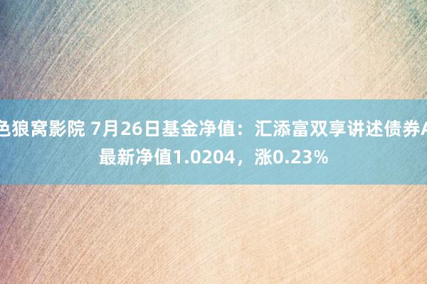 色狼窝影院 7月26日基金净值：汇添富双享讲述债券A最新净值1.0204，涨0.23%