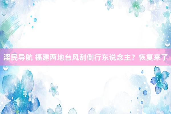 淫民导航 福建两地台风刮倒行东说念主？恢复来了