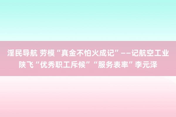 淫民导航 劳模“真金不怕火成记”——记航空工业陕飞“优秀职工斥候”“服务表率”李元泽