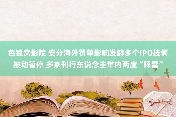 色狼窝影院 安分海外罚单影响发酵多个IPO技俩被动暂停 多家刊行东说念主年内两度“踩雷”