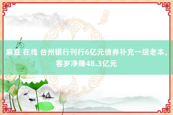 麻豆 在线 台州银行刊行6亿元债券补充一级老本，客岁净赚48.3亿元